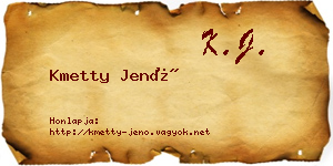 Kmetty Jenő névjegykártya